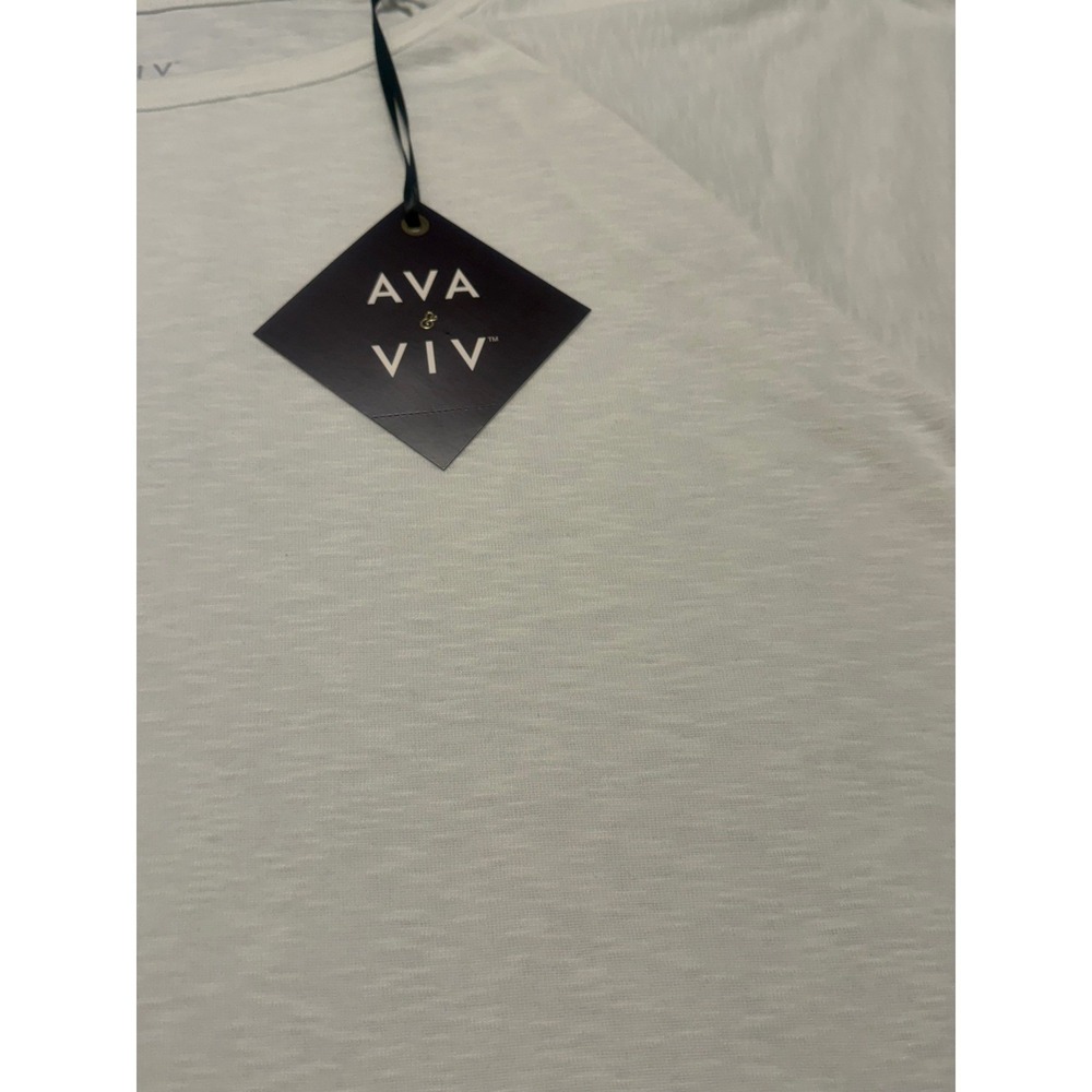 AVA & VIV Womens Plus Size White T Shirt Ruffle Sleeve Casual Top 2X NWT. - Picture 2 of 5
